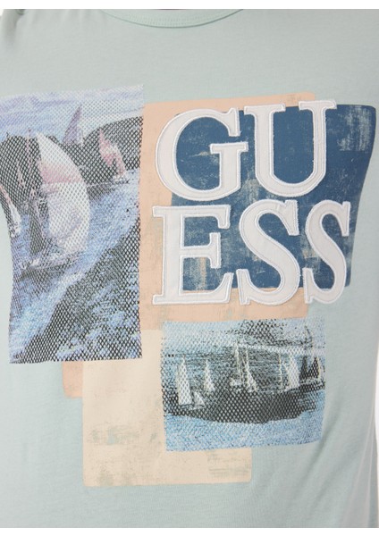 Bisiklet Yaka Desenli Yeşil Erkek T-Shirt M5GI04I3Z14G8CV Ss Cn Saıl Boat fiyatları