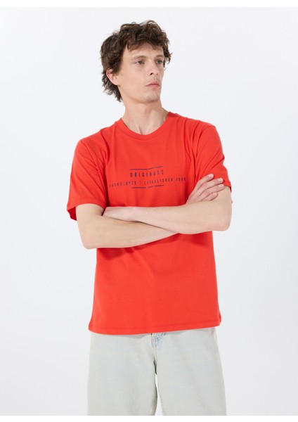 Bisiklet Yaka Kırmızı Erkek T-Shirt 12288375_JORREMINDER Tee Ss Crew Ne