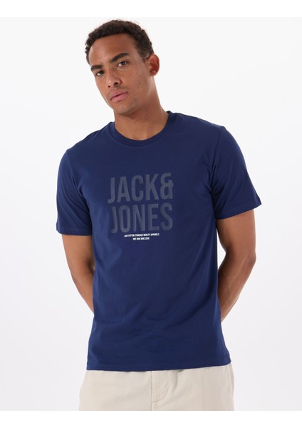 Bisiklet Yaka Lacivert Erkek T-Shirt 12288525_JCOTONAL Tee Ss Crew Neck