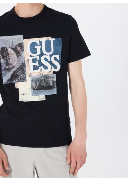 Bisiklet Yaka Desenli Siyah Erkek T-Shirt M5GI04I3Z14JBLK Ss Cn Saıl Boat