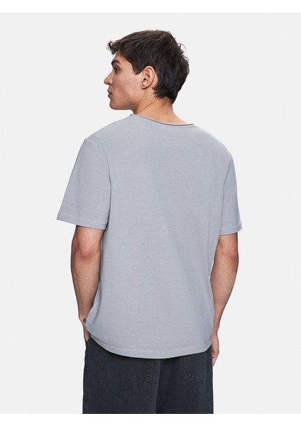 Erkek Basıc Sıfır Yaka Kısa Kollu Regular Gri T-shırt modelleri