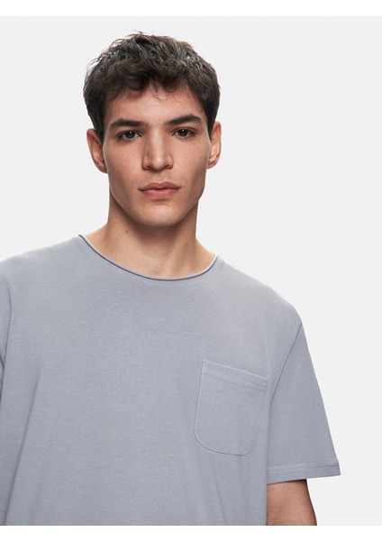 Erkek Basıc Sıfır Yaka Kısa Kollu Regular Gri T-shırt fırsatları