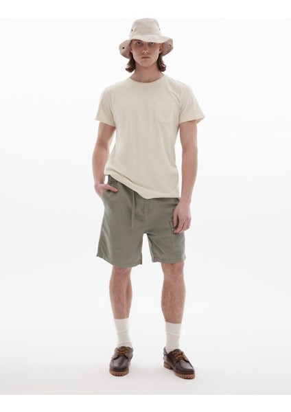 Erkek Basıc Sıfır Yaka Kısa Kollu Regular Bej T-shırt