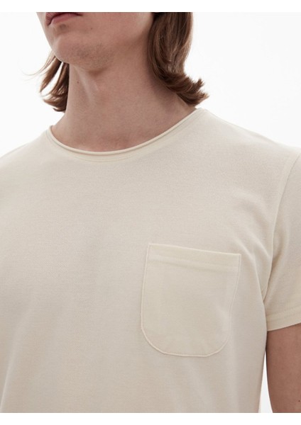 Erkek Basıc Sıfır Yaka Kısa Kollu Regular Bej T-shırt fırsatları