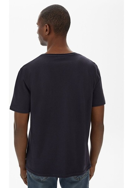 Erkek Basıc Sıfır Yaka Kısa Kollu Regular Lacivert T-shırt modelleri