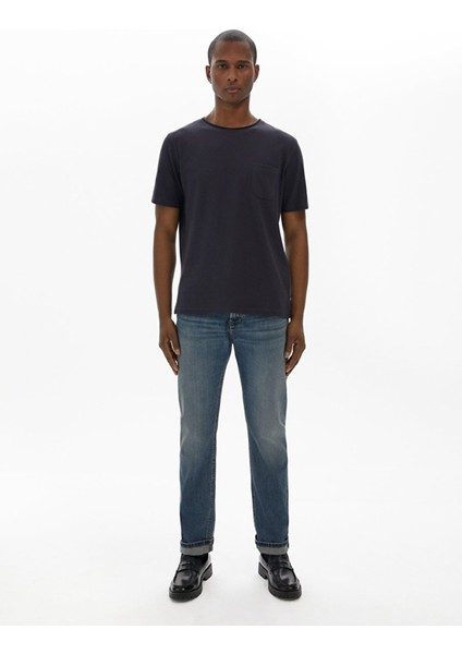Erkek Basıc Sıfır Yaka Kısa Kollu Regular Lacivert T-shırt