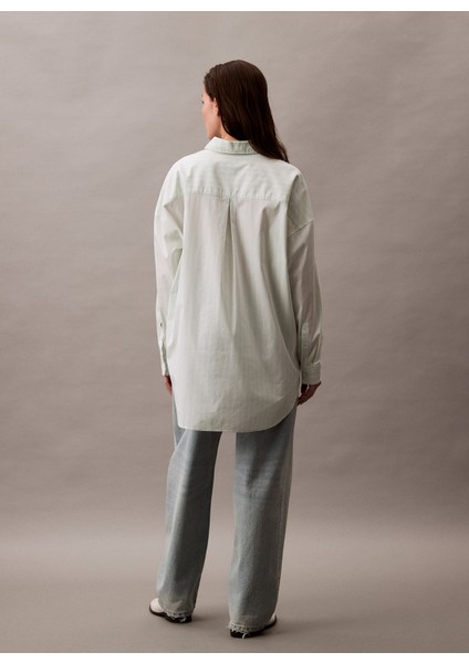 Oversize Gömlek Yaka Düz Açık Yeşil Kadın Gömlek J20J225411CHJ fırsatları