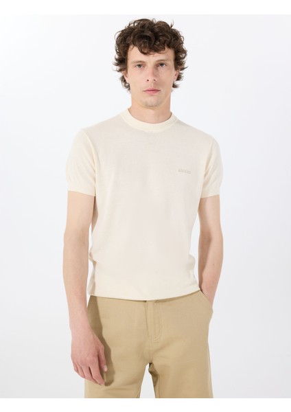 Bisiklet Yaka Standart Desenli Beyaz Erkek Kazak M4GR05Z3DN1G047 Cornell Washed Ss