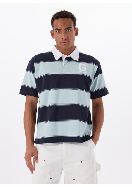 Desenli Mavi Erkek Polo T-Shirt M5GP30KCPS1S76R Gj Ss Strıpe Rugby