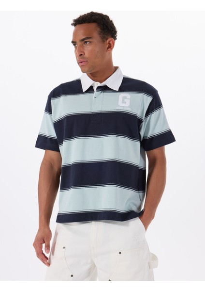 Desenli Mavi Erkek Polo T-Shirt M5GP30KCPS1S76R Gj Ss Strıpe Rugby modelleri