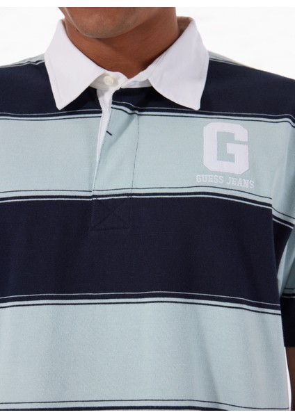 Desenli Mavi Erkek Polo T-Shirt M5GP30KCPS1S76R Gj Ss Strıpe Rugby fırsatları