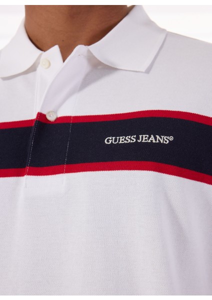 Desenli Beyaz Erkek Polo T-Shirt M5GP29KCJV1F0E1 Gj Ss Strıped Embr indirimleri