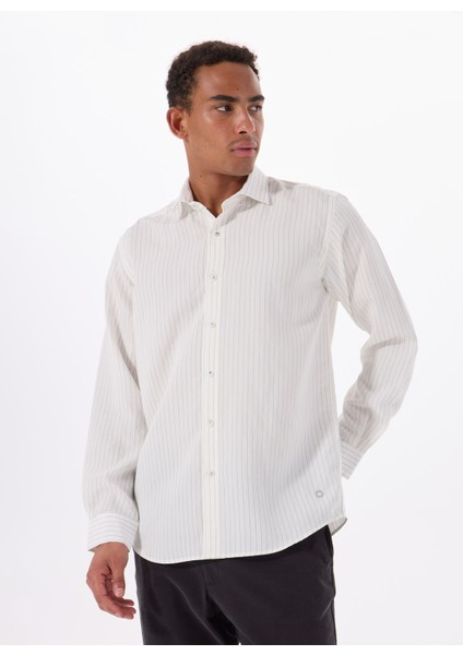 Gmg Fırenze Slim Fit Gömlek Yaka Ekru Erkek Gömlek GU25MSS02218