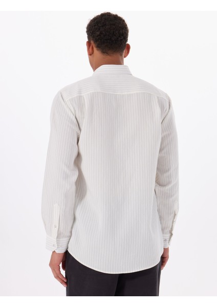 Gmg Fırenze Slim Fit Gömlek Yaka Ekru Erkek Gömlek GU25MSS02218