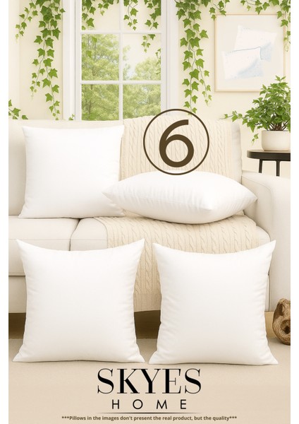 | 6 Adet | Ultra Dolgun Kare Kırlent Içi Yastık | Boncuk Silikon | Boncuk Elyaf | Antialerjik Kumaş | Premium | Kırlent Içi, Kırlent Iç Yastığı, Yastık Içi Yastık, Kırlent Içi Yastık Silikon Dolgulu |