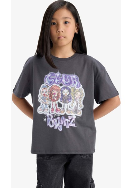 Kız Çocuk Bratz Oversize Geniş Kalıp Bisiklet Yaka Kısa Kollu Tişört E6574A825HS modelleri