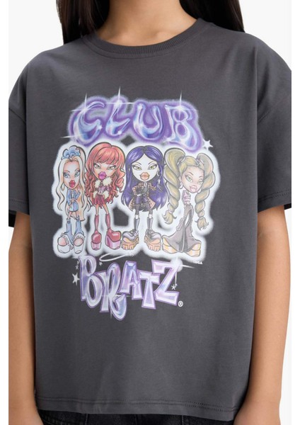 Kız Çocuk Bratz Oversize Geniş Kalıp Bisiklet Yaka Kısa Kollu Tişört E6574A825HS indirimleri