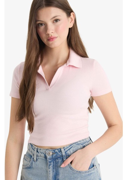 Fitted Polo Yaka Fitilli Kaşkorse Kısa Kollu Tişört A0379AX25SM