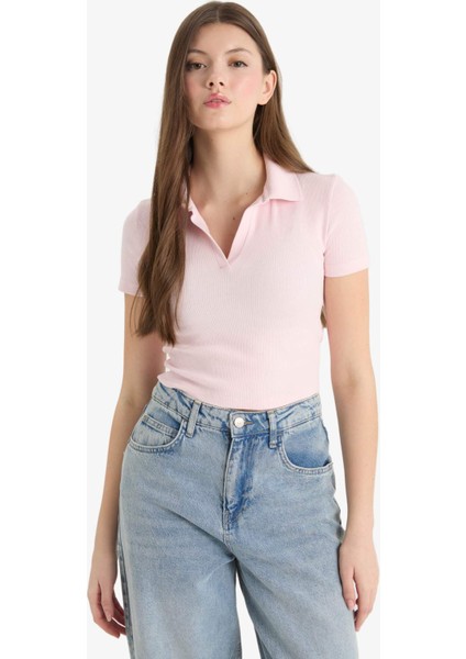 Fitted Polo Yaka Fitilli Kaşkorse Kısa Kollu Tişört A0379AX25SM modelleri