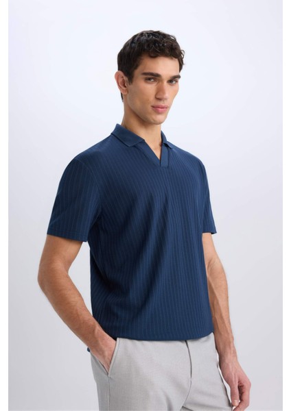 Regular Fit Polo Yaka Krinkıl Kısa Kollu Tişört E1207AX25SM modelleri