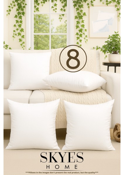 | 8 Adet | Ultra Dolgun Kare Kırlent Içi Yastık | Boncuk Silikon | Boncuk Elyaf | Antialerjik Kumaş | Premium | Kırlent Içi, Kırlent Iç Yastığı, Yastık Içi Yastık, Kırlent Içi Yastık Silikon Dolgulu |