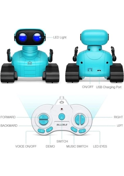 Uzaktan Kumandalı Rc Robot Açık Mavi Standard