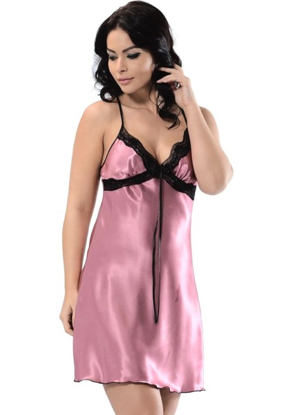 Gül Kurusu Saten Gecelik - 680108-1453
