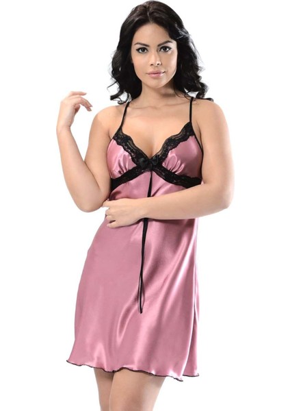 Gül Kurusu Saten Gecelik - 680108-1453