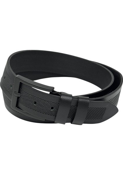 4.5 Cm. Spor Deri Ortası Desenli Model Erkek Kemer Siyah