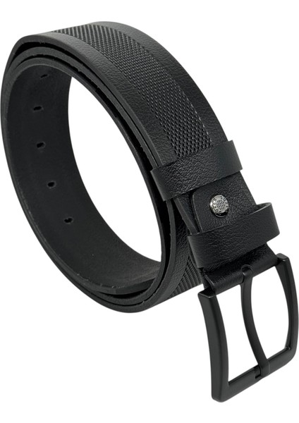 4.5 Cm. Spor Deri Ortası Desenli Model Erkek Kemer Siyah modelleri