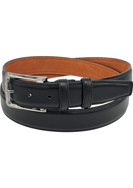 3.5 Cm. Klasik Deri Dikişli Model Düz Renk Erkek Kemer Açık Kahverengi