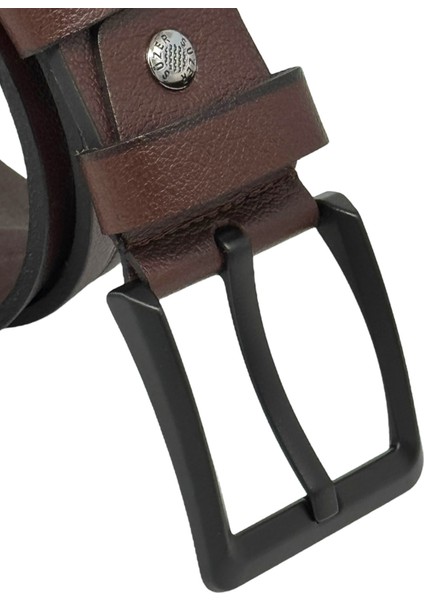 4.5 Cm. Spor Deri Ortası Desenli Model Erkek Kemer Siyah