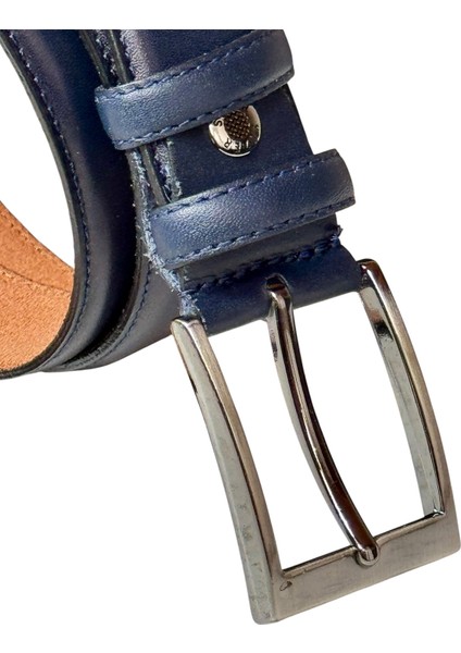 3.5 Cm. Klasik Deri Dikişli Model Düz Renk Erkek Kemer Açık Kahverengi