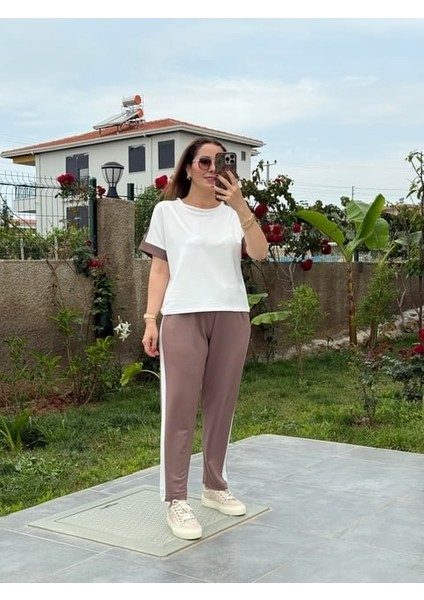 Kadın Modal Dokulu Kumaş Yanı Şeritli Takım