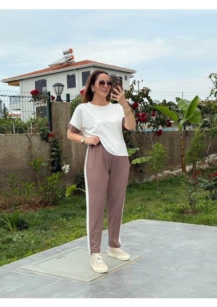 Kadın Modal Dokulu Kumaş Yanı Şeritli Takım