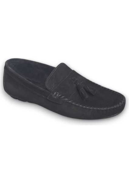 GR0313 Hakiki Süet Deri Saraçlı Rok Erkek Loafer Babet Ayakkabı