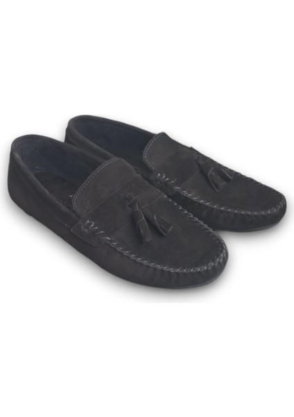 GR0313 Hakiki Süet Deri Saraçlı Rok Erkek Loafer Babet Ayakkabı