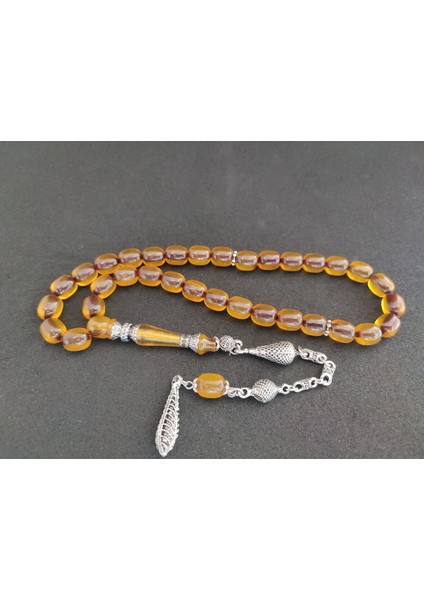 Şevket Alkan Usta Eseri 925 Ayar Gümüş Nakkaş Sıkma Kehribar Sertifikalı 7855