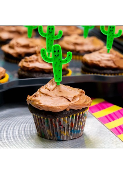 Flexilab Kaktüs Temalı Pasta Cupcake Süsleme Kürdanı 10'lu Parti Süsleri