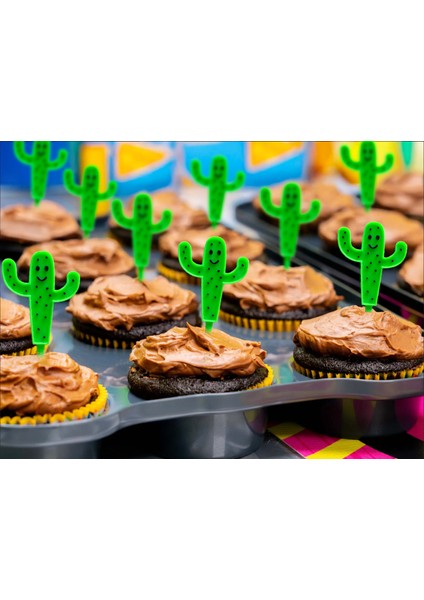 Flexilab Kaktüs Temalı Pasta Cupcake Süsleme Kürdanı 10'lu Parti Süsleri fiyatları
