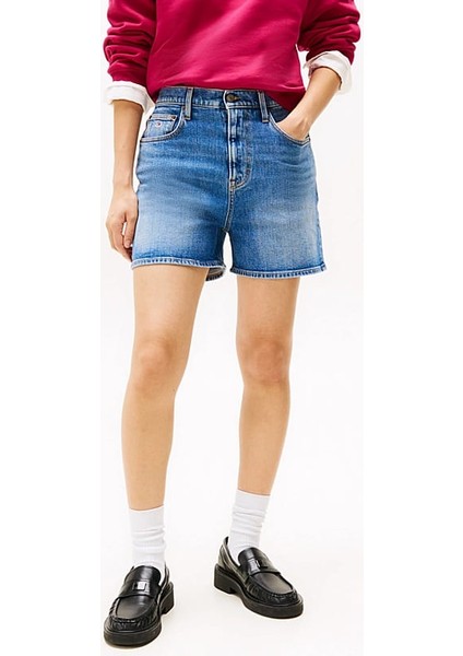 Kadın Th Mom Denim Şort - Mavi