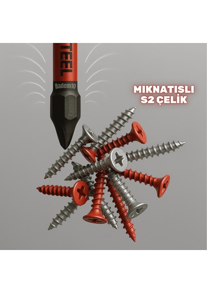 Rodex 10 Adet Mıknatıslı Bits Uç Ph2 50 mm Vida Sökme 5 cm Yıldız Matkap Vidalama Ucu S2 Çeliği