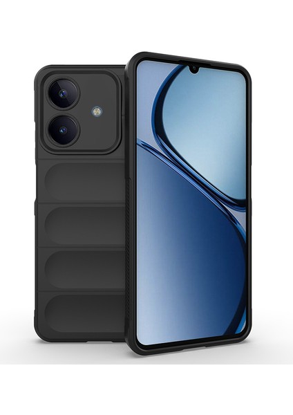 Realme Note 60 Kılıf Esnek Tpu Oyuklu Arka Yüzey Tasarımlı Hlp Etnik Silikon Kapak - Siyah