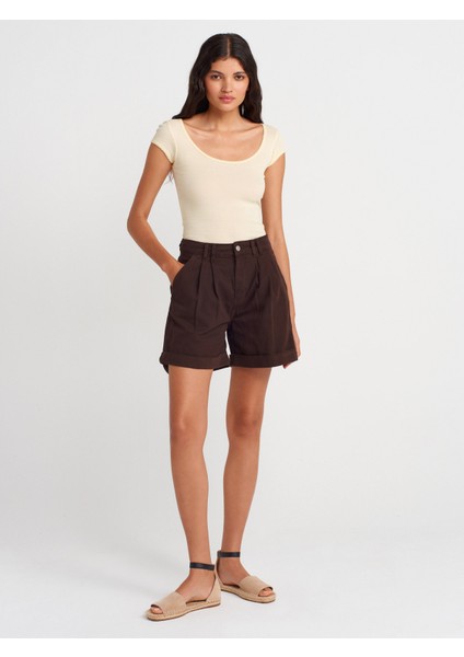 31807 Bisiklet Yaka Fitilli T-Shirt-Açık Sarı fırsatları