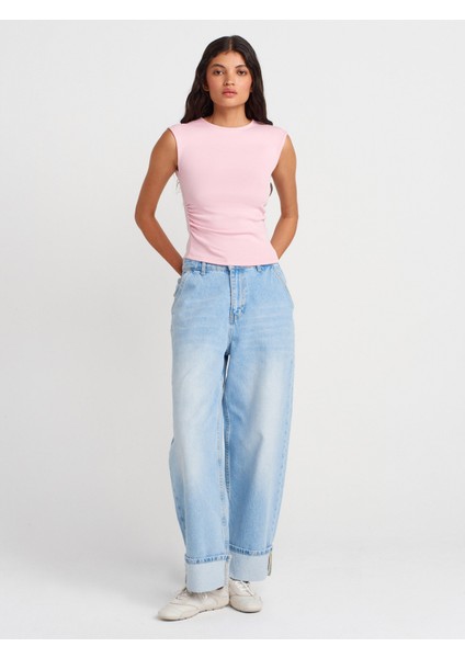 21054 Büzgülü Basic T-Shirt-Toz Pembe fırsatları