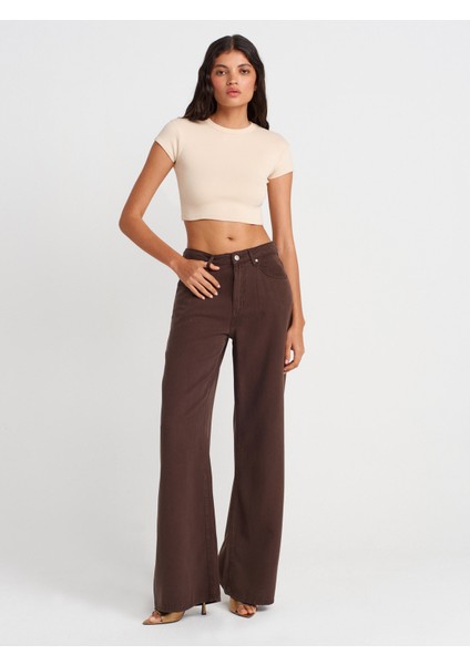 31810 Bisiklet Yaka Crop T-Shirt-Taş fırsatları