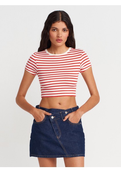 80583 Asimetrik Mini Denim Etek-Lacivert fırsatları