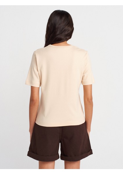31840 V Yaka Kısa Kollu T-Shirt-Taş fiyatları