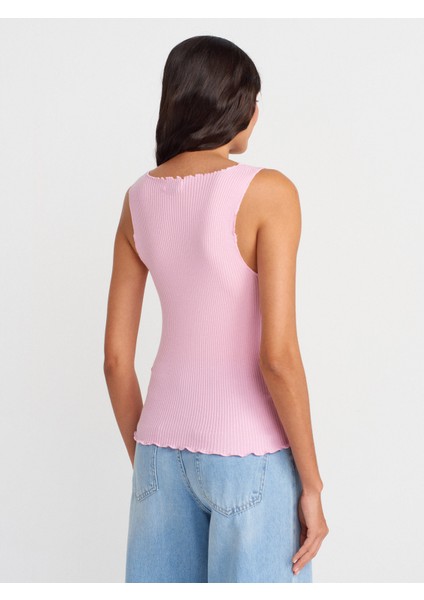 60972 Fitilli Düğmeli Ince Triko Yelek-Pembe fiyatları