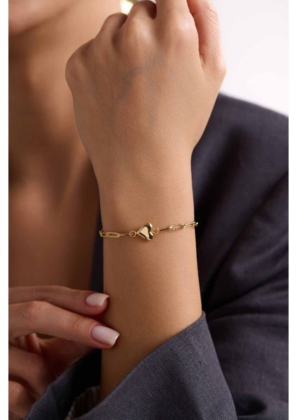 Altın Kalpli Bileklik 19 cm